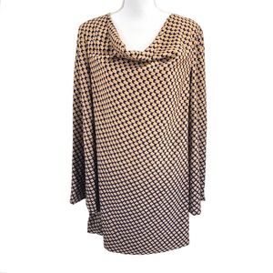 C/MEO COLLECTIVE Womens Size Small Geometric Retro Bell Sleeve Draped Dress